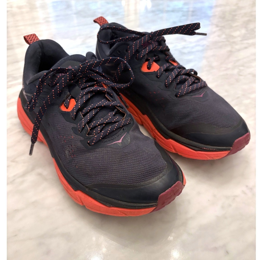 Hoka Challenger ATR 6 Womens 7.5 Black Iris Hot Coral Good Trail Running Shoes
